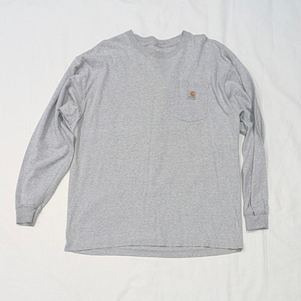 Carhartt K126 Men's XL Gray Long Sleeve Workwear Pocket T-Shirt Heather Grey
